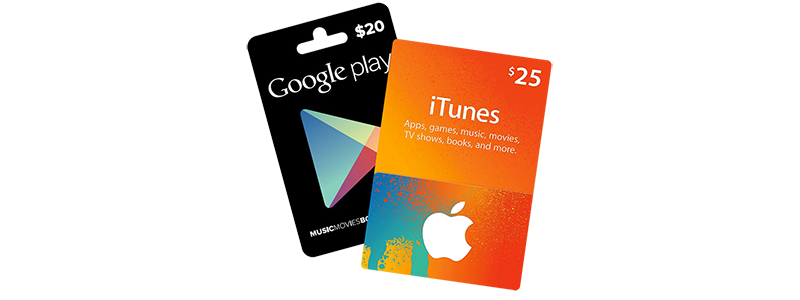 Google Play and iTunes Gift Cards